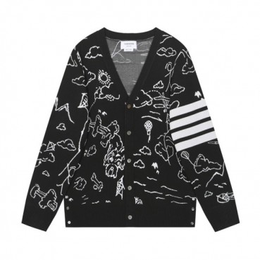 톰브라운 남성 브이넥 블랙 가디건 - Mens Black Cardigan 