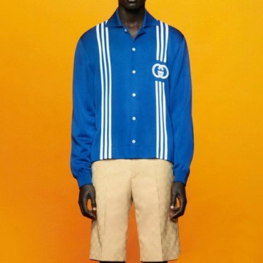 구찌 남/녀 콜라보 블루 가디건 - Unisex Blue Cardigan 
