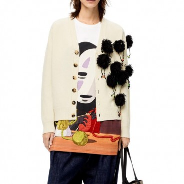 로에베 여성 트렌디 화이트 가디건 - Womens White Cardigan 
