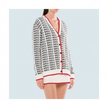 Miu miu  Womens Trendy Knit Cardigan Black - 미우미우  여성 트렌디 니트 가디건 Miu0184x Size(s 