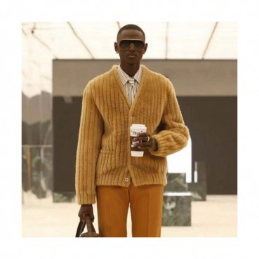 Louis vuitton  Mens Monogram V-neck Cardigan Camel 