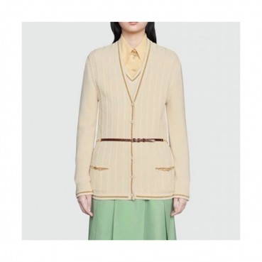Gucci Womens Trendy V-neck Cardigan Ivory 