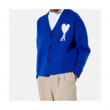 Ami Mm/Wm Logo Casual Cardigen Blue - 아미 2021 남/녀 로고 캐쥬얼 가디건 Ami0228x Size(s 