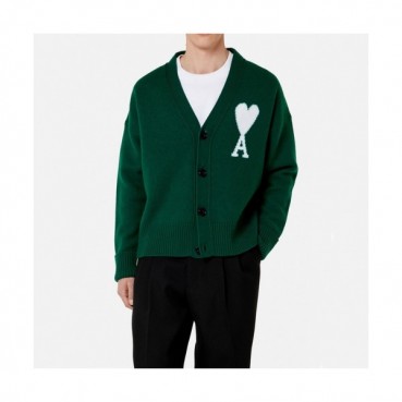 Ami Mm/Wm Logo Casual Cardigen Green - 아미 2021 남/녀 로고 캐쥬얼 가디건 Ami0227x Size(s 