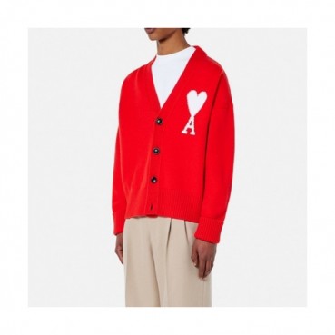 Ami Mm/Wm Logo Casual Cardigen Red - 아미 2021 남/녀 로고 캐쥬얼 가디건 Ami0226x Size(s 