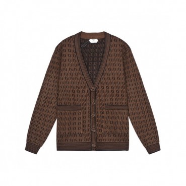 Fendi  Mens Trendy V-neck Cardigan Brown 