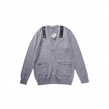Loewe Mm/Wm Logo Crew-neck Wool Cardigan Gray 