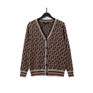 Fendi  Mens Trendy V-neck Cardigan Brown 
