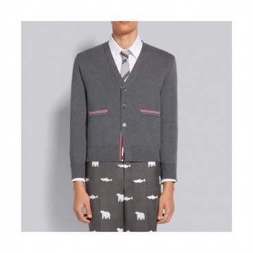 Thom Browne  Mm/Wm Strap V-neck Cardigan Gray 