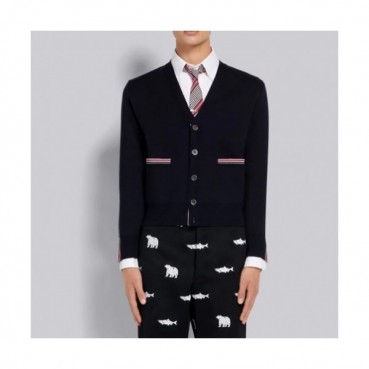 Thom Browne  Mm/Wm Strap V-neck Cardigan Navy 