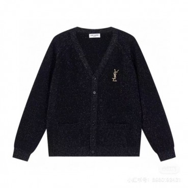 입생로랑 남/녀 블랙 브이넥 가디건 - Saint laurent Unisex Black Cardigan 