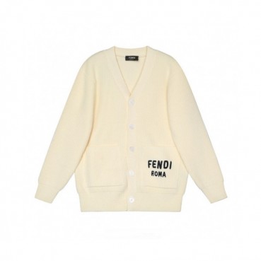 Fendi  Mens Cardigan White - 펜디 남성 로고 크루넥 가디건 