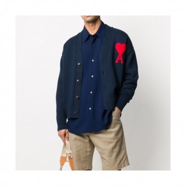 Ami Mens Logo Casual Cardigen Navy - 아미 2021 남성 로고 캐쥬얼 가디건 Ami0194x Size(s 