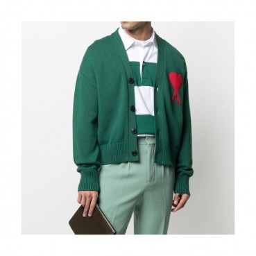 Ami Mens Logo Casual Cardigen Green - 아미 2021 남성 로고 캐쥬얼 가디건 Ami0192x Size(s 