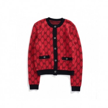 Gucci Womens Trendy V-neck Cardigan Red 