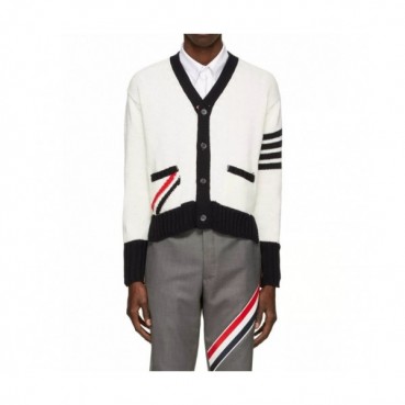 Thom Browne  Mm/Wm Strap V-neck Cardigan White 
