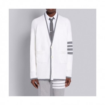 Thom Browne  Mm/Wm Strap V-neck Cardigan Ivory 