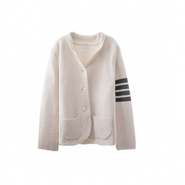 Thom Browne  Mm/Wm Strap V-neck Cardigan White 