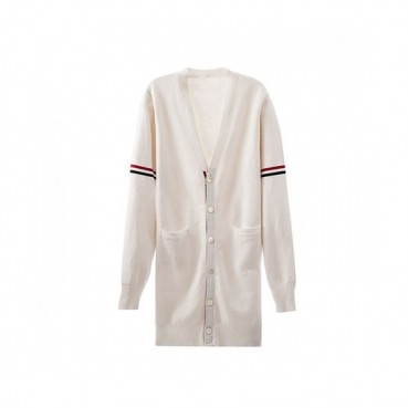 Thom Browne  Mm/Wm Strap V-neck Cardigan White 