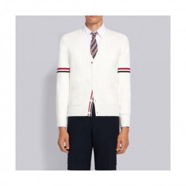 Thom Browne  Mm/Wm Strap V-neck Cardigan White 