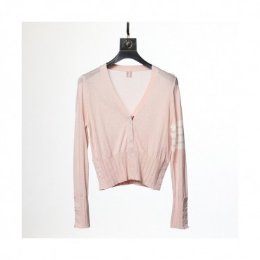 Thom Browne  Womens Strap V-neck Cardigan Pink 