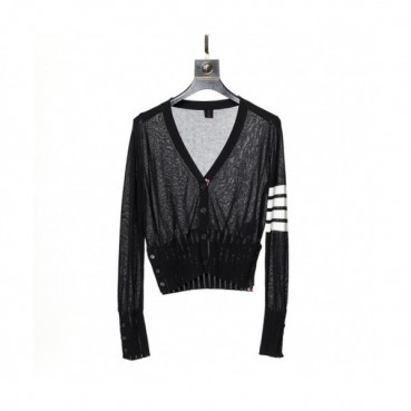 Thom Browne  Womens Strap V-neck Cardigan Black 