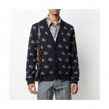 Gucci Mm/Wm Trendy V-neck Cardigan Navy 