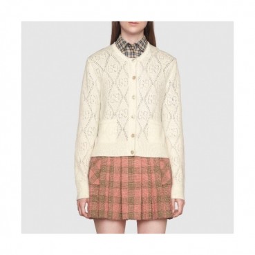 Gucci Womens Trendy Crew-neck Wool Cardigan 