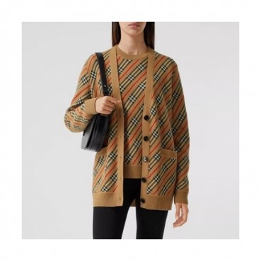 Burberry 2019 Womens Vintage V-neck Wool Cardigan 