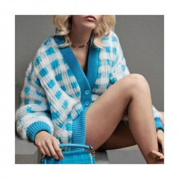 Fendi Womens Flannel V-neck Cardigan 