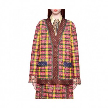 Gucci Womens Trendy V-neck Tweed Cardigan 