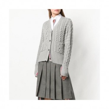 Thom Browne 2020 Womens Classic V-neck Wool Cardigan 