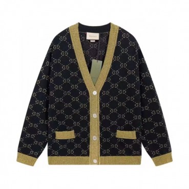 Gucci 2023 Mens Trendy V-neck Wool Cardigan 