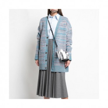 Loewe 2019 Womens Logo Crew-neck Wool Cardigan 