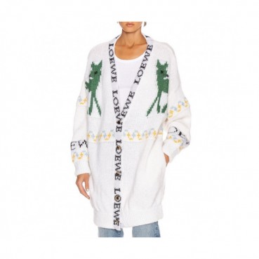 Loewe 2019 Womens Logo Crew-neck Mohair Cardigan 