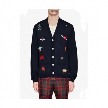 [매장판]Gucci 2019 Mens Embroiddery Knit Wool Cardigan - 구찌 2019 남성 엠브로이드 울 가디건 Guc0112x.Size(s 