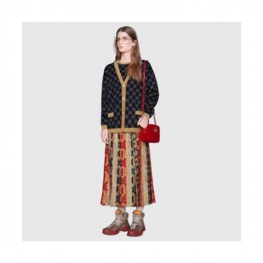 Gucci 2019 Womens Logo V-neck Oversize Wool Cardigan 
