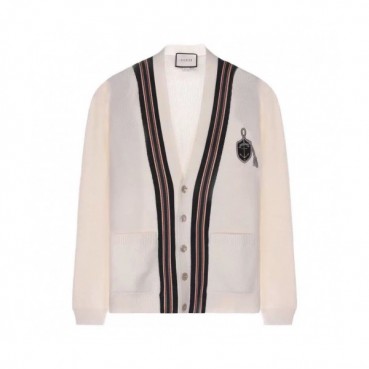 Gucci 2019 Mens Logo V-neck Oversize Wool Cardigan 