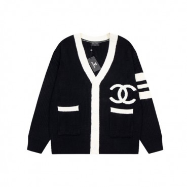 샤넬 남/녀 브이넥 블랙 가디건 - Chanel Unisex Black Cardigan 
