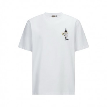 디올 남성 자수 티셔츠 - Dior Mens Tshirt with Embroidery Relaxed Fit 