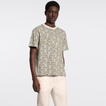 루이비통 남성 자카드 시그니처 반팔 크루넥 - Louis vuitton Mens Jacquard Signature Short