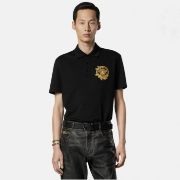 베르사체 남성 자수 피케 폴로 티셔츠 - Versace Mens Embroidered Piqué Polo Tshirt 