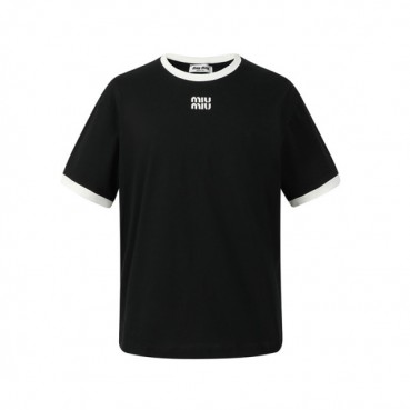 미우미우 남/녀 라운드 반팔 티셔츠 - Miumiu Unisex Round Tshirt 