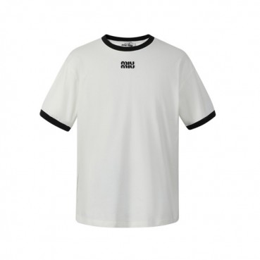 미우미우 남/녀 라운드 반팔 티셔츠 - Miumiu Unisex Round Tshirt 