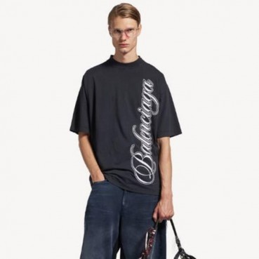 발렌시아가 남성 커시브 미디엄 핏 티셔츠 - Balenciaga Mens Curvy Medium Fit Tshirt 