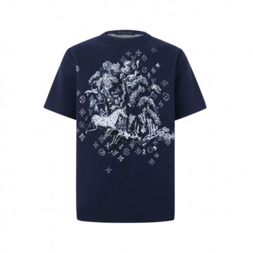 루이비통 남성 라운드 반팔 티셔츠 - Louis vuitton Mens Round Tshirt 