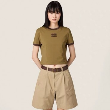 미우미우 여성 라운드 티셔츠 - Miumiu Womens Round Tshirt 