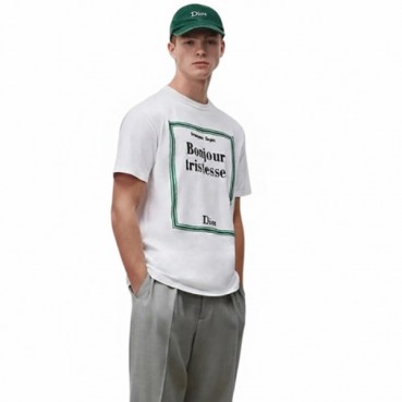 디올 남성 북커버 자수 티셔츠 - Dior Mens Book Cover Embroidered Tshirt 