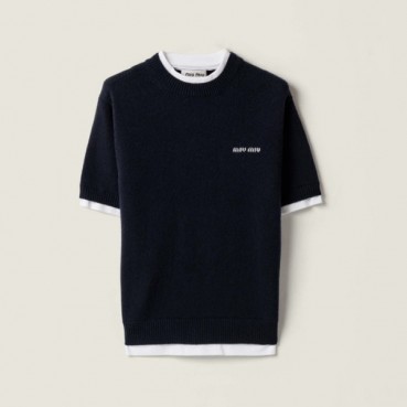 미우미우 남/녀 라운드 반팔 티셔츠 - Miumiu Unisex Round Tshirt 