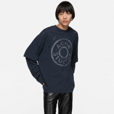 아크네 남성 레이어드 로고 티셔츠 - Acne Mens Layered Logo TShirt 